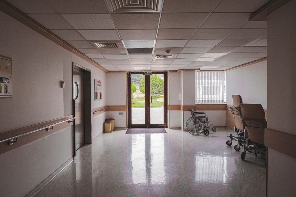 Clean hallway inside a residential addiction treatment facility